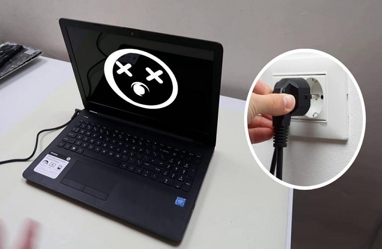 Rút hết các thiết bị đang được kết nối với laptop và tránh xa chất lỏng